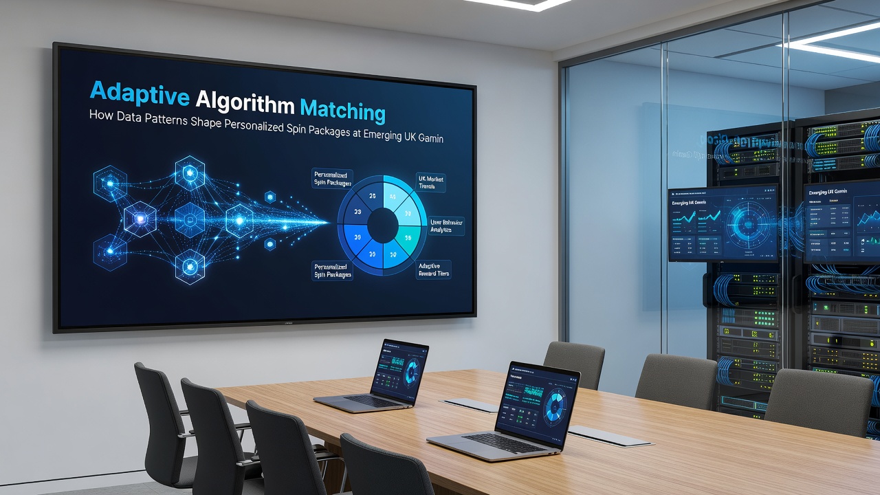 Illustration of algorithmic workflows connecting user data points to customized spin package outputs in modern UK slot environments