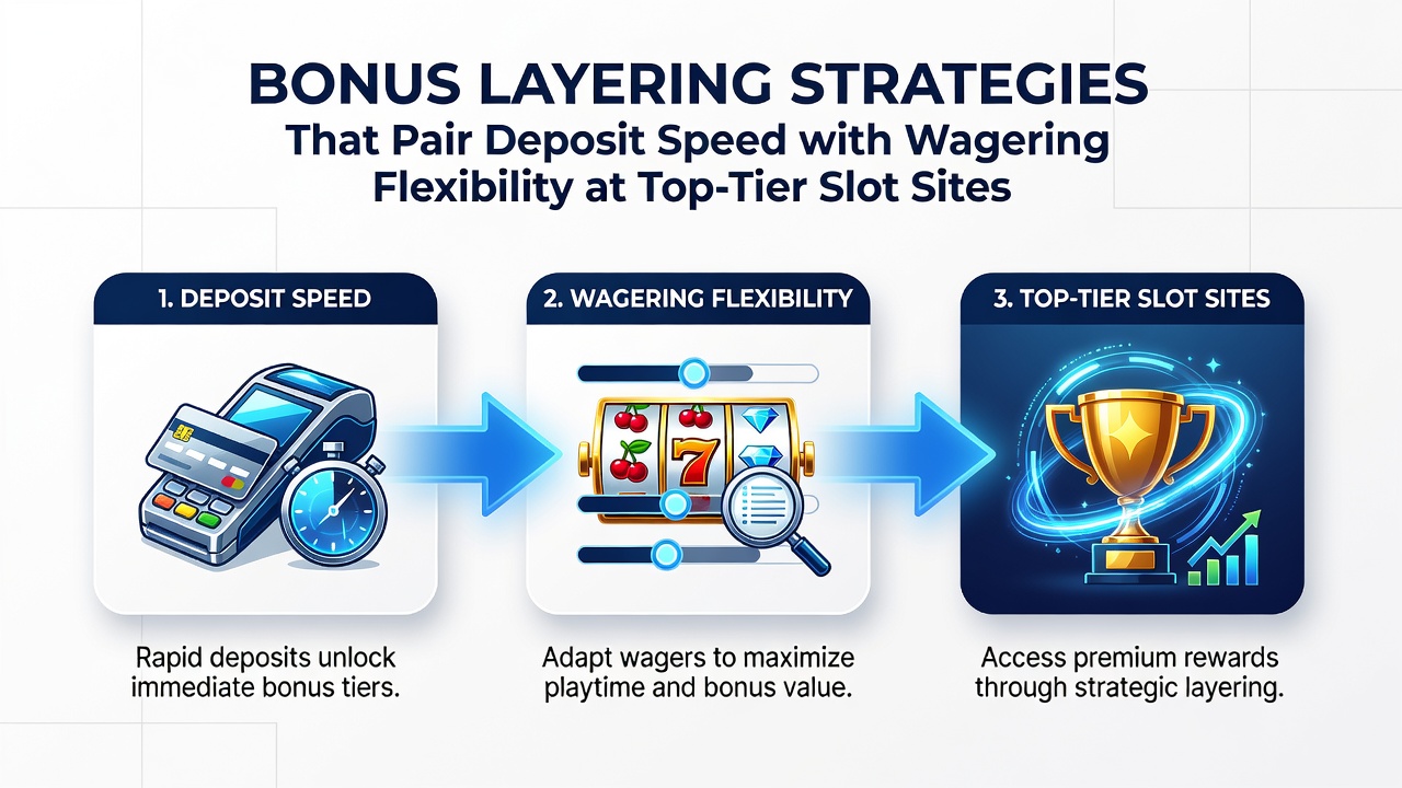 Diagram of deposit and wagering flexibility mechanics at slot sites with layered bonus examples