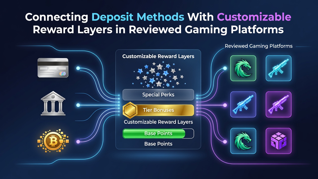 Deposit methods linking to customizable rewards on gaming platforms