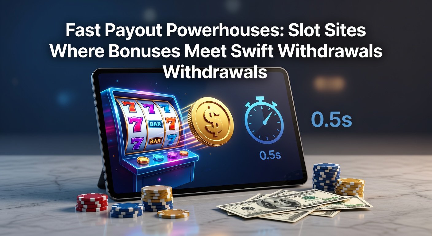 Vibrant slot machine reels spinning with glowing bonus symbols and speed lines indicating fast payouts