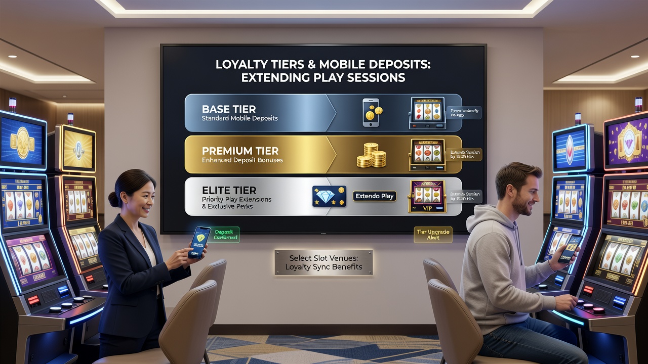 Mobile app screen showing loyalty tier benefits applied after a deposit at a slot venue