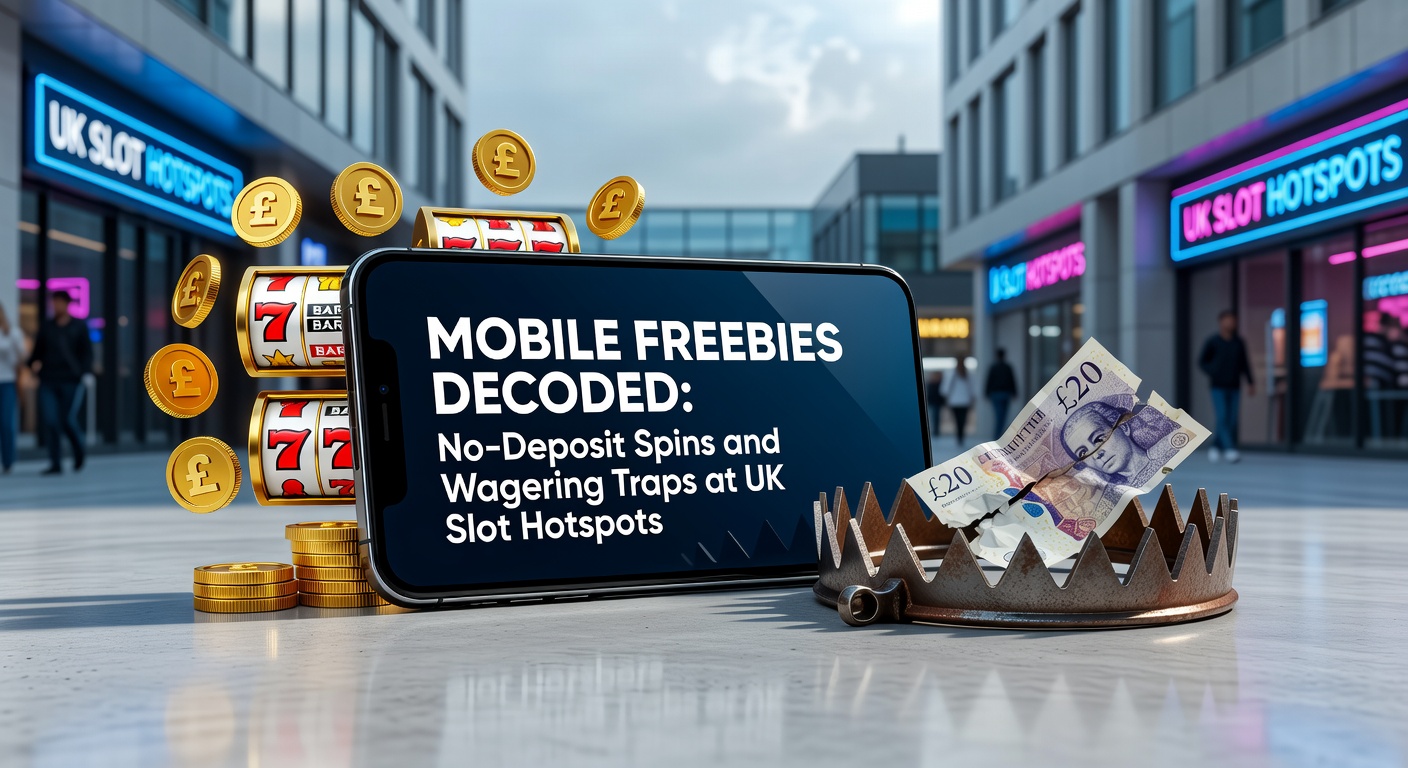 Vibrant mobile screen showing no-deposit free spins offer on a popular UK slot game, with spinning reels and bonus notifications
