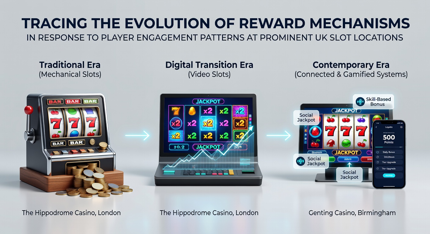 Evolution of reward mechanisms at UK slot locations showing historical progression charts and player data trends